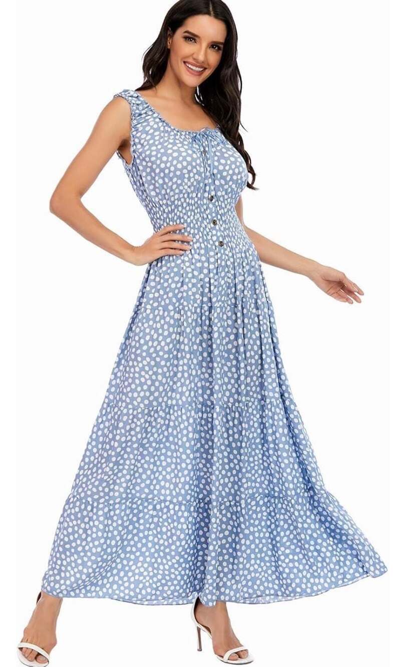 OSTOO Women's 2026 Summer Boho Floral Print Tiered Casual Flowy Long Maxi Dress